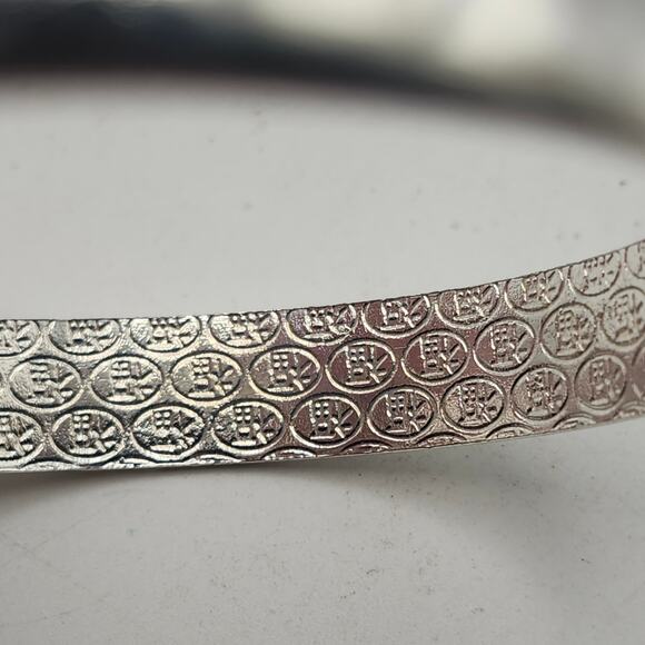 Marked 999 Fine Silver Floral Engraved Adjustable Open Cuff Bangle Bracelet - Picture 10 of 10